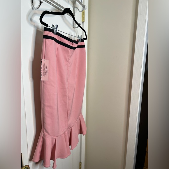 7th Avenue New York & Company Pink Flared Hi-Lo Trumpet Stretch Skirt Size 8 - Picture 1 of 10